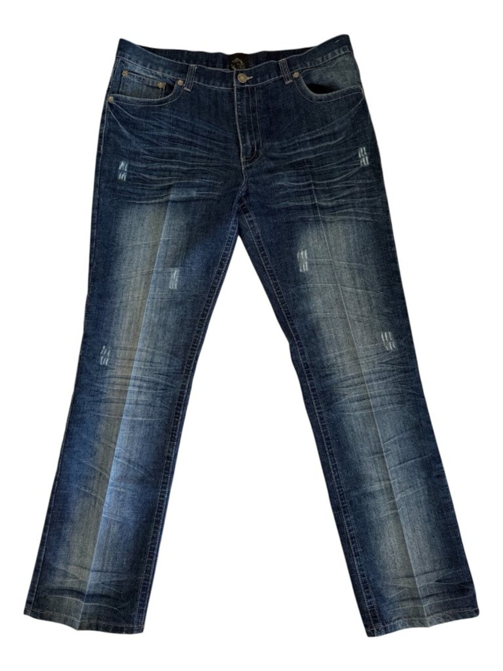 Raw Blue The Denim Kruz Premium Jeans Men's 38x34 Embroidered Angel Wings Y2K